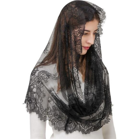 Accessories - Spanish Style Lace Traditional Head Cover Black